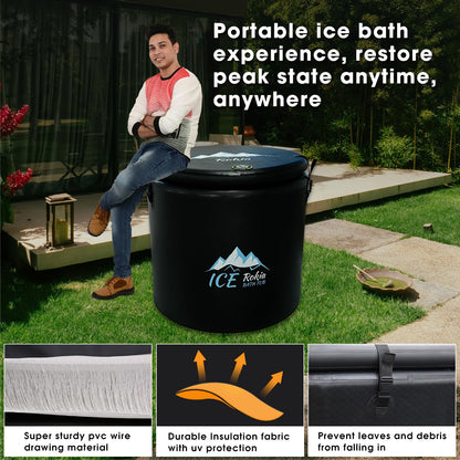 Rokia R XL 150-Gallon Inflatable Ice Bath Tub for Athletes – Water Chiller Compatible Cold Plunge Tub with 6-Layer Durable Design, Insulated Lid – Portable Recovery Tub for Indoor/Outdoor Use
