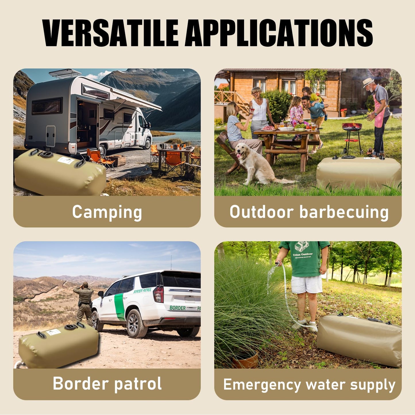 LATHEVEE Yellow Drinking Water Storage Bladder,50 Gallon Portable Water Bladder Tank, RV Water Tank, Can Be Used for Storing Drinking Water, Camping, Traveling, Wilderness Survival Patrols, Etc.