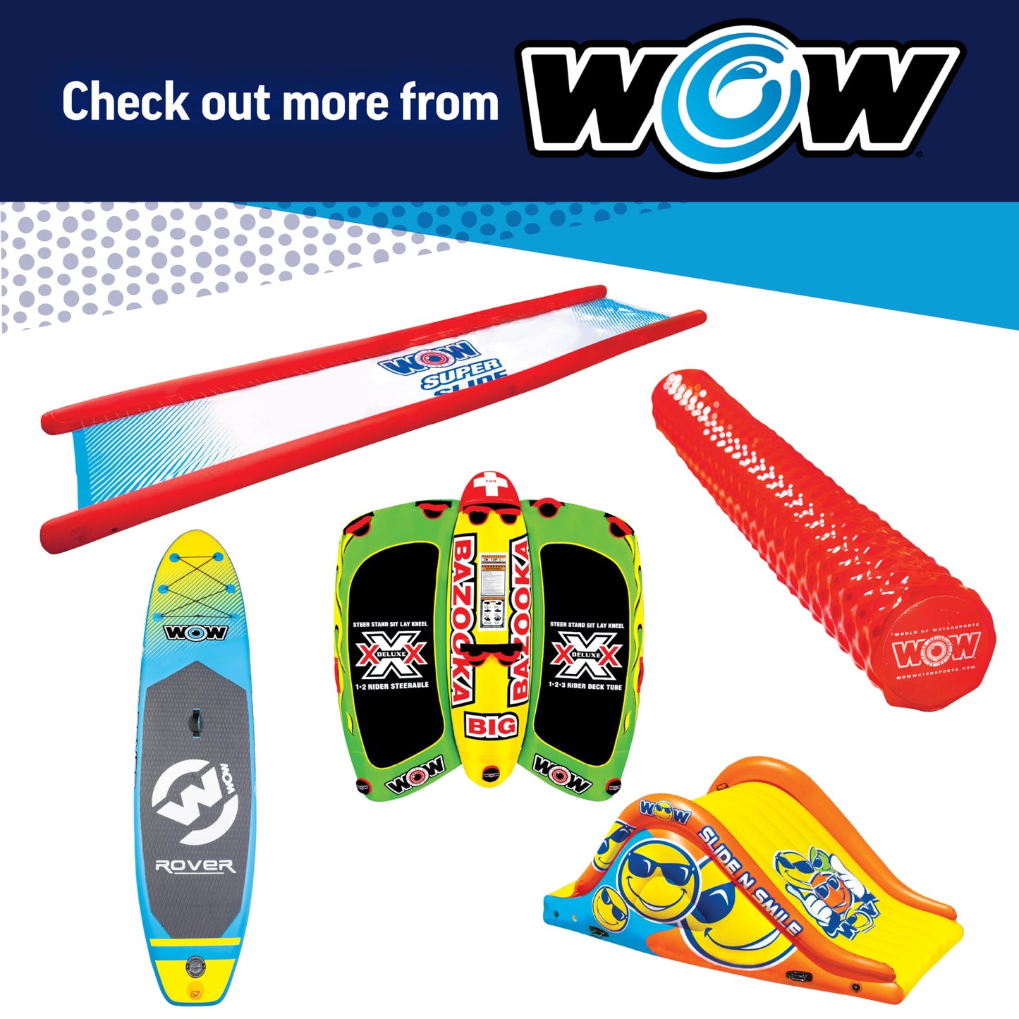 Wow Sports Inflatable Water Walkway Mat - Blue Chevron - 10 x 6 ft - Connects to Boats & Other Mats - for Kids & Adults
