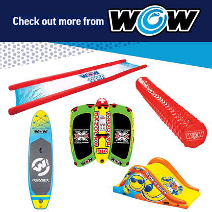 Wow Sports Inflatable Water Walkway Mat - Blue Chevron - 10 x 6 ft - Connects to Boats & Other Mats - for Kids & Adults