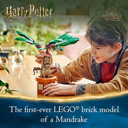 LEGO Harry Potter Mandrake Figure &amp Pot Plant Toy Harry Potter Collectible Gift Idea for Kids Magical Creature Playset for Room décor Harry Potter Toy for 10 Year Old Girls Boys or Any Fan 76