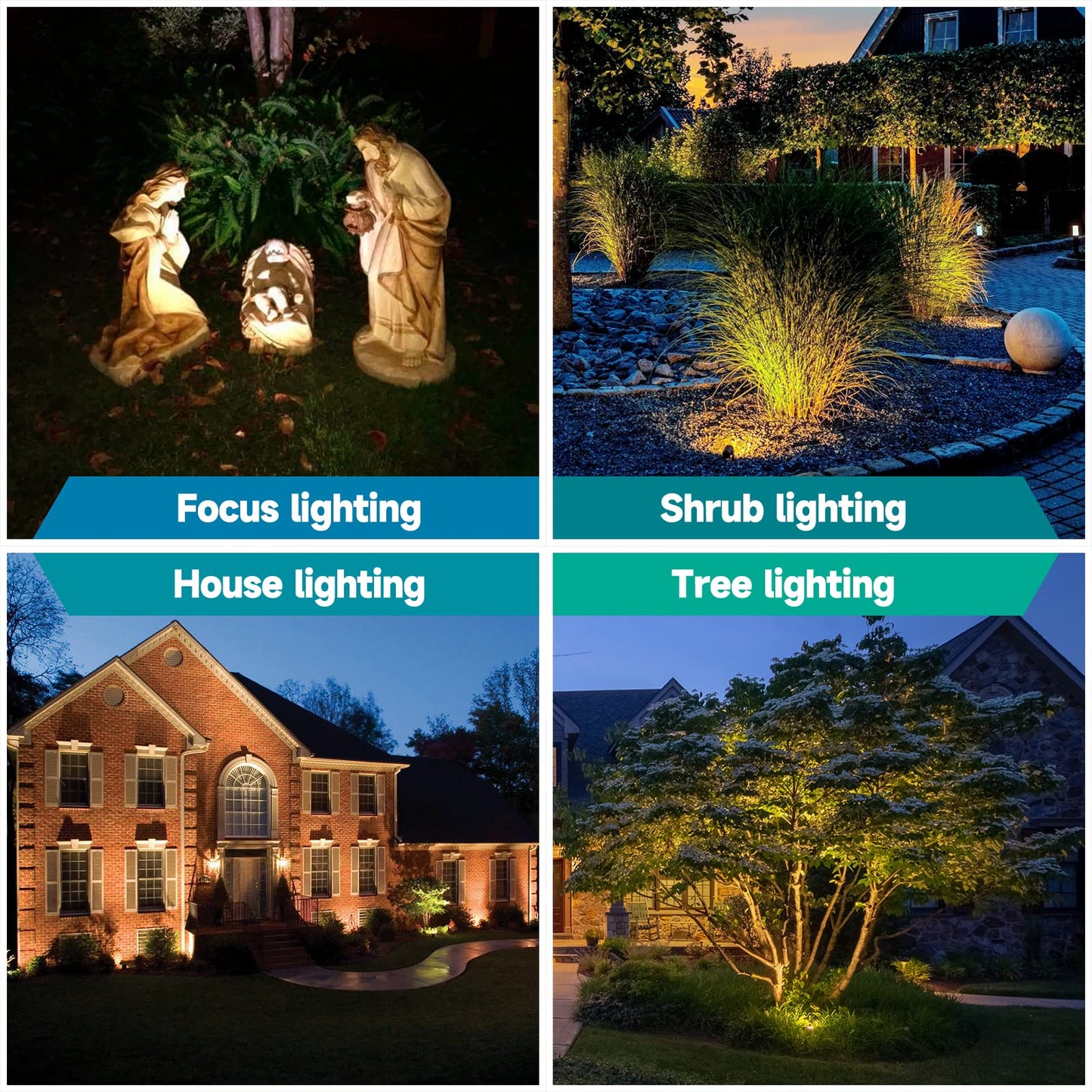 Gardencoin Solid Brass Outdoor Landscape Spotlights, 12V Heavy Duty Low Voltage LED Landscape Lights Waterproof for Garden Uplighting, Classic Bronze Accent Lighting Fixture Without MR16 Bulb, 4 Pack