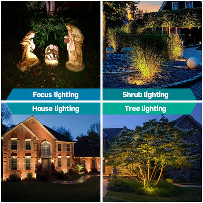 Gardencoin Solid Brass Outdoor Landscape Spotlights, 12V Heavy Duty Low Voltage LED Landscape Lights Waterproof for Garden Uplighting, Classic Bronze Accent Lighting Fixture Without MR16 Bulb, 4 Pack
