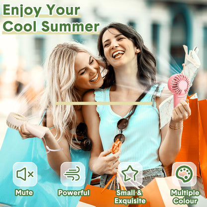 Rossesay 240 Pcs Mini Portable Fan Handheld Battery Operated Portable Small Personal Fans for Summer Travel Beach Indoor Outdoor Cooling Gift(Pink, White, Green, Blue)