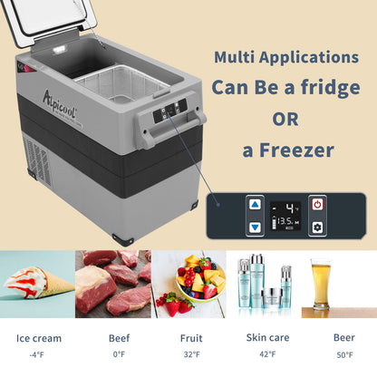 Alpicool LGCF55 Portable Refrigerator 12 Volt Car Freezer 52 Quart Mini Fridge Freezer (-4℉~68℉) for Truck, RV, Vehicle, Travel, Outdoor -12/24V DC