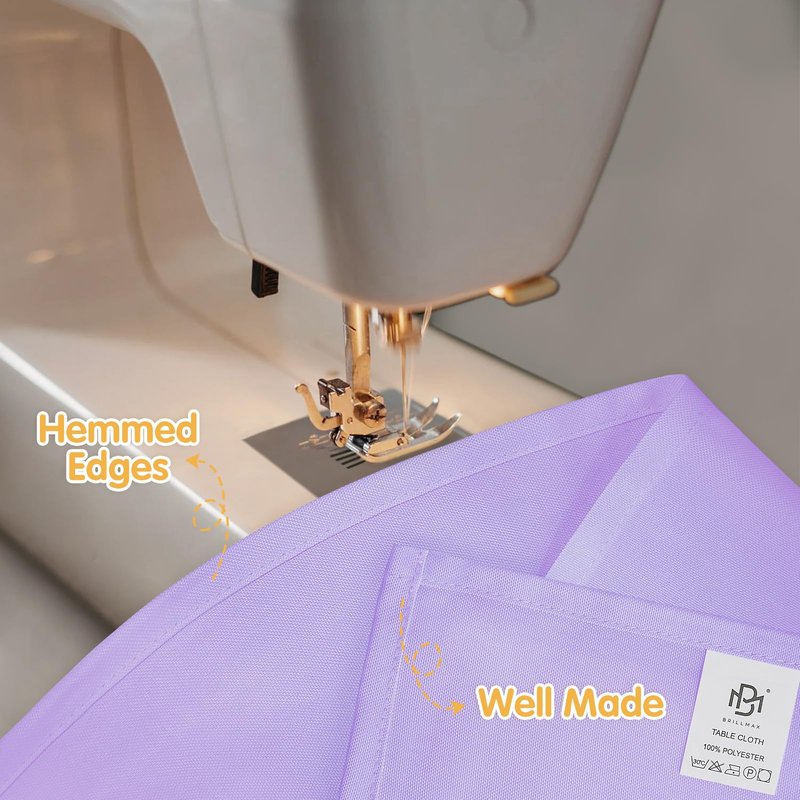 BRILLMAX 8 Pack Lavender Tablecloths 60 x 102 Inch for 6ft Rectangle Tables - 150 GSM Polyester Fabric, 15" Standard Drop, Water, Stain & Wrinkle Resistant Cloth Cover for Wedding Dining Buffet
