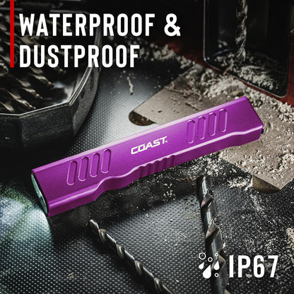 Coast Slayer 1150 Lumen USB-C Rechargeable LED Flashlight with Spot/Flood, Memory Mode and Pocket Clip, Purple