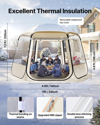 VEVOR Pop up Bubble Tent, 11 x 10.2 ft Waterproof & UV-Resistant, Clear Camping Tent Shelter, Outdoor Garden Dome Igloo Tents with Windows, 540Panoramic View, for 8-10 Persons Patio Backyard