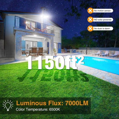 Onforu 3 Packs 75W LED Security Light, 7000LM Outdoor Flood Lights Fixture with 3 Adjustable Heads, IP65 Waterproof, 6500K White Brightness Exterior Wall Mount Security Light for Eave, Yard(White)