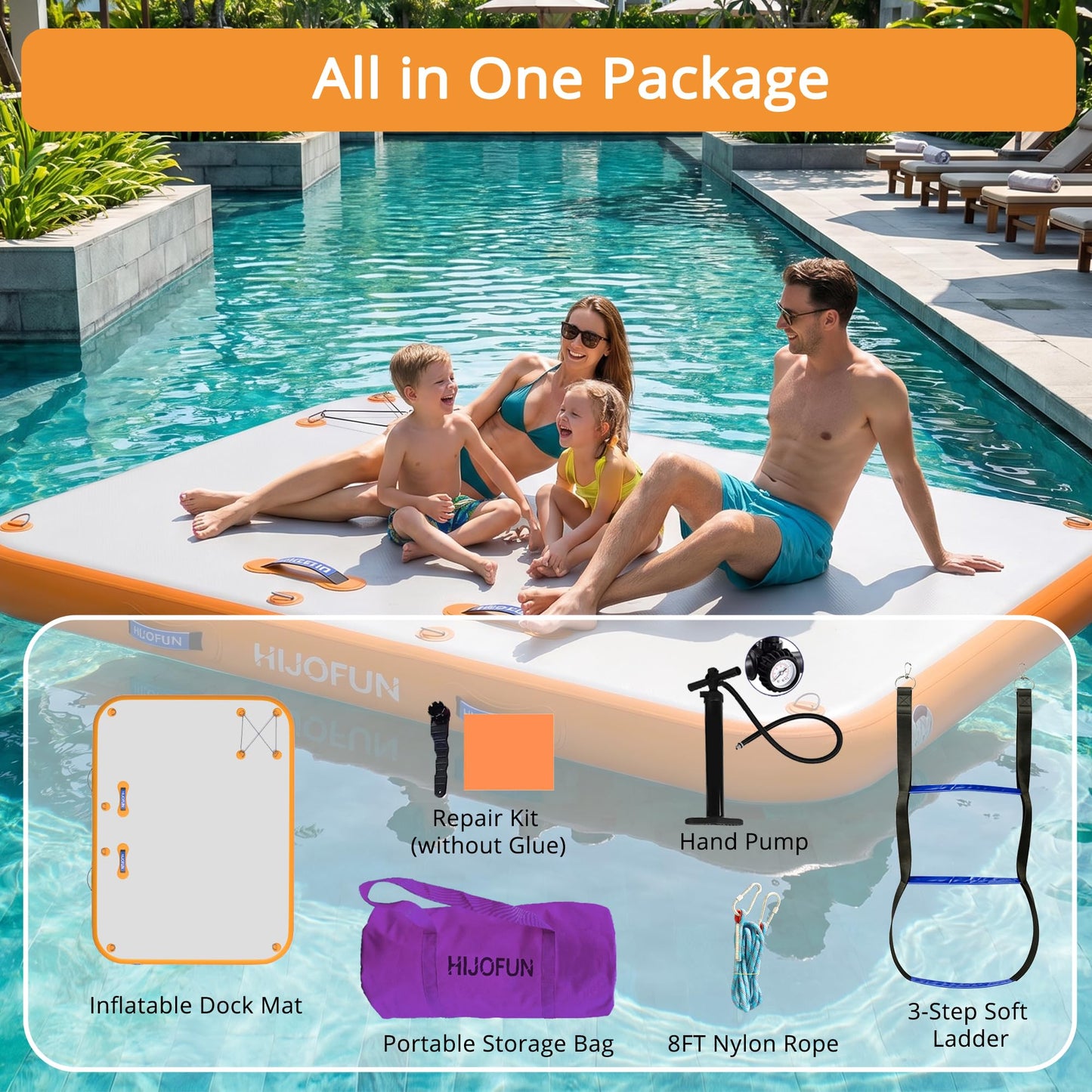HIJOFUN Inflatable Floating Dock Mat,6 inches Thick 6ft Inflatable Stable Platform Raft with Storage Bag None-Slip Surface Island Raft for Lake Beach Pool