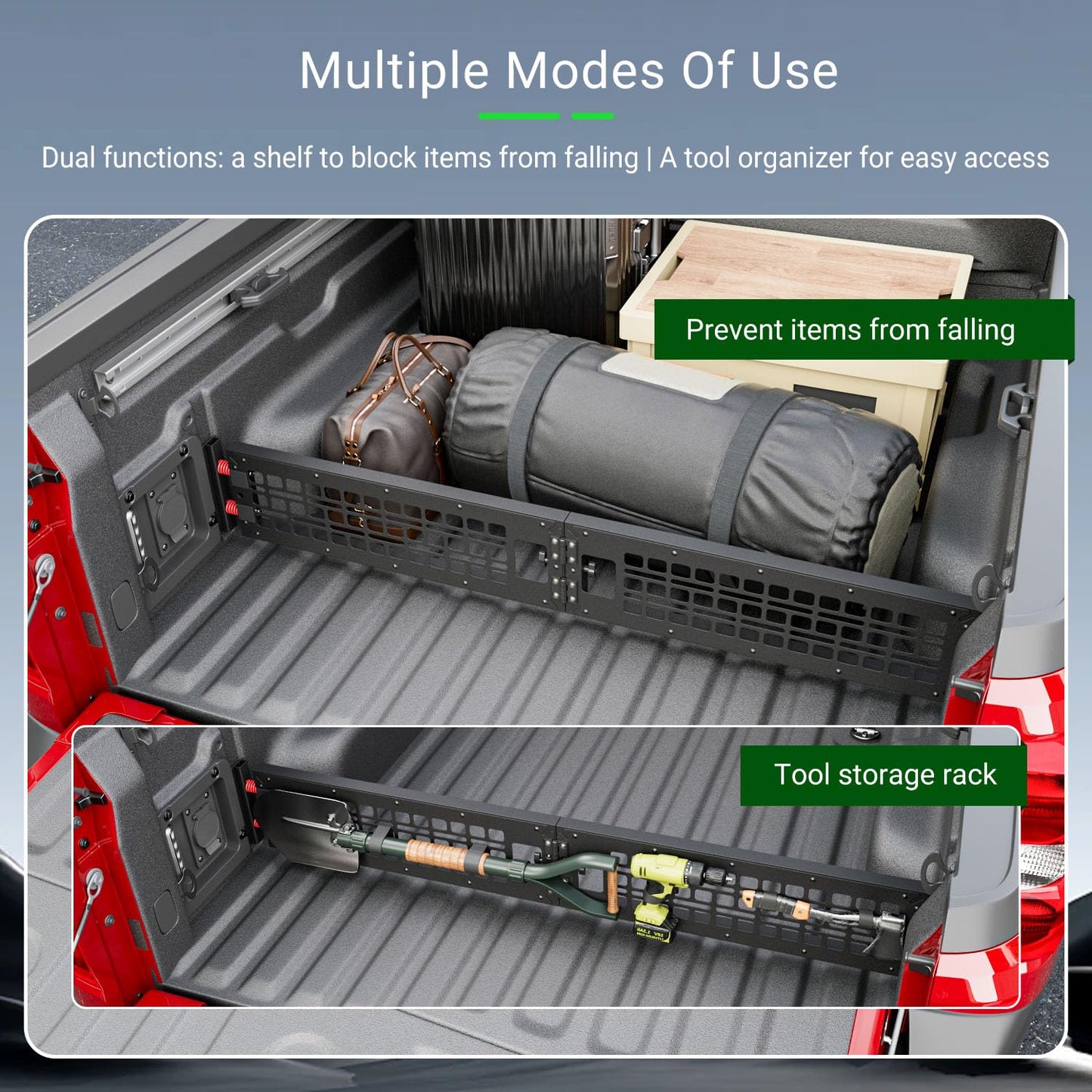 xipoqix Truck Bed Divider Compatible with 2022-2026 Ford Maverick Molle Panel Truck Bed Organizer Cargo Manager Replacement for 2022-2026 Ford Maverick Accessories