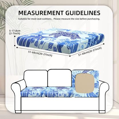Skiennix 8-Piece Stretch Patio Cushion Covers - Washable Outdoor Sofa Slipcovers | Sea Turtle Design