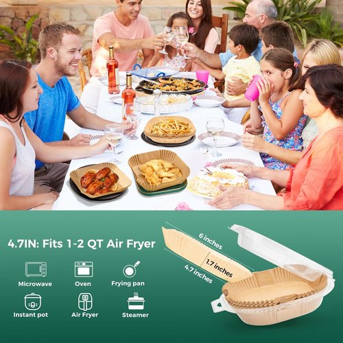 COSORI Disposable Air Fryer Liners - 100PCS Parchment Paper Sheets for 2 QT Mini Air Fryer | 4.7 Inch Square