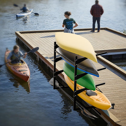 LAJIAOZ Heavy-Duty Kayak Dock Storage Rack, 4-Tier Over-The-Water Mount Kayak Stand for Dock & Pier, Rust-Proof, Holds 4 Kayaks Up to 400 LBS, Space-Saving Waterside Storage