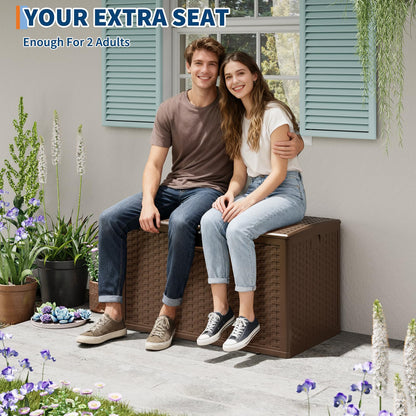 EliteEdge 120 Gallon Resin Deck Box-Organization and Storage for Patio Cushions, Throw Pillows and Garden Tools