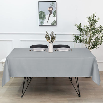 sancua Rectangle Tablecloth - 60 x 84 Inch - Stain and Wrinkle Resistant Washable Polyester Table Cloth, Decorative Fabric Table Cover for Dining Tables, Buffet Parties and Camping, Silver Grey