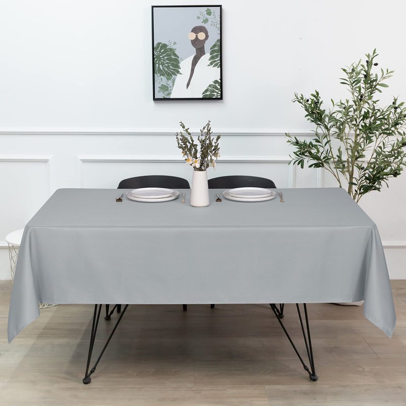 sancua Rectangle Tablecloth - 70 x 120 Inch - Stain and Wrinkle Resistant Washable Polyester Table Cloth, Decorative Fabric Table Cover for Dining Tables, Buffet Parties and Camping, Silver Grey