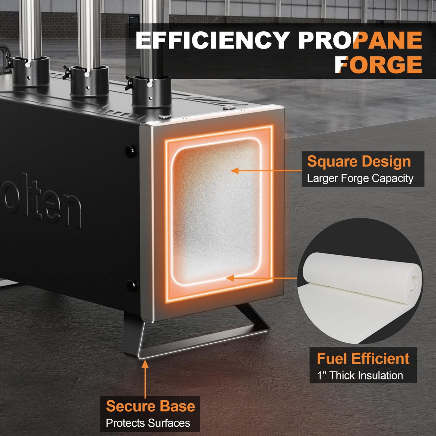 MMasters 3 Burner Propane Forge Kit – Extended Square Gas Forge with Base for Knife Forging, Blacksmithing & Farrier Work