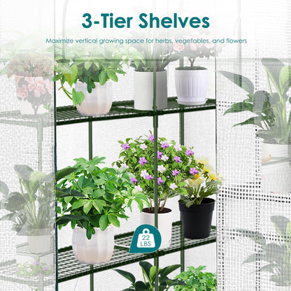 Twira Greenhouse for Outdoors, 48" x 73.2" x 74.8" Walk in Plant Greenhouses Heavy Duty with Thicken PE Cover, 3 Tiers 8 Shelves Greenhouse Plastic, Portable Green House for Outside, Patio, Gardening