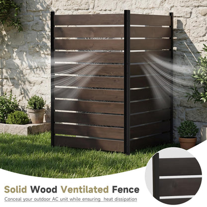Wooden Privacy Fence, Outdoor Privacy Screen, Porch and Terrace Privacy Wall, Trash Can and Air Conditioner Concealment (Dark Brown)