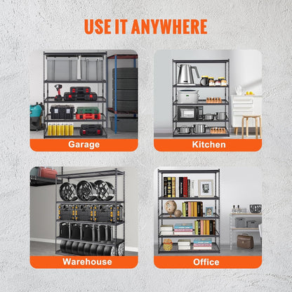 PioneerWorks Garage Shelving, 2500lbs Load Bearing Heavy Duty Storage Shelving, 48x24x72in Adjustable Storage Shelves, Durable Metal Storage Shelves, Easy Assemble for Garage, Kitchen