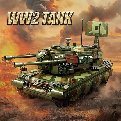 NUTCRACKER Military Tank Building Blocks Set - WW2 Army Tank Building Toy Collectible Home Display Model Christmas Birthday Gifts for Adults ((No Battery Included)