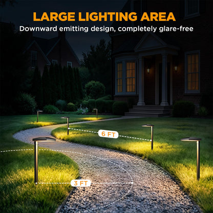LUTEC 6 Pack Low Voltage Pathway Lights, Aluminum 12V Landscape Lighting with Connectors，IP65 Waterproof Anti-Glare Wired LED Pathway Lights, 5W 500LM Warm White 3000K for Pathway, Yard, Garden