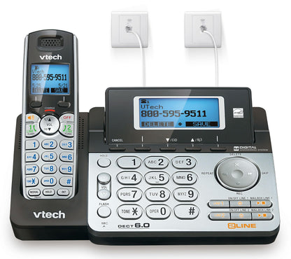 VTech Accessory Handset for DS6151 Series with 2-Line Cordless Phone, Suitable for Small Business or Home, Answering System, Expandable up to 12 Handsets, Intercom, Conference | DS6101 (Black/Silver)