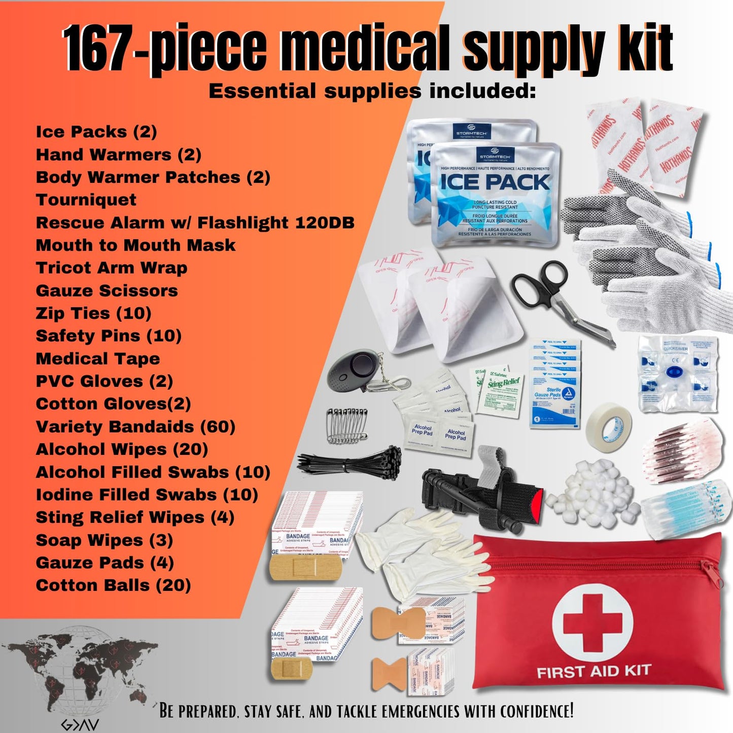 460 PC Complete Survival Kit and First Aid Kit | Tactical Backpack with Survival Gear | Bug Out Bag | Fire Starter, Tent, Emergency Camping Essentials | Outdoor Gift | (2 Person Pro+)