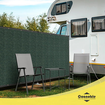 Coonoble 5' x 12' Green Outdoor Privacy Screen Freestanding 240 GSM Privacy Fence Panels for Outside, Pool Fences with Poles, Backyard Temporary Fencing, Privacy Wall Ground Pole Fence
