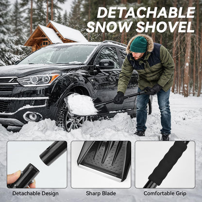 Car Emergency Safety Kit Bag with Digital Air Compressor,Jumper Cables,First Aid Kit, Winter Vehicle Roadside Safety Kit with Detachable Snow Shovel, for Women, Men, Teen