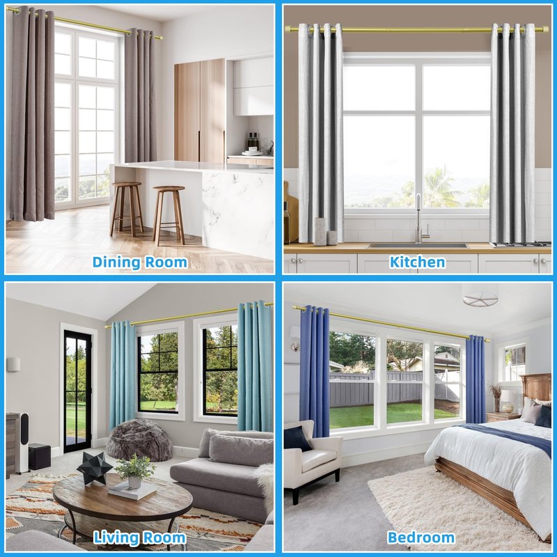 AMZSEVEN Curtain Rods for Windows, Drapery Rod 1 inch Diameter, Curtain Rod with Cylindrical Finials (White, 16" to 48" - 1'' rod)