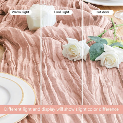 Asee'm Cheesecloth Table Runner 120 Inches Dusty Pink Boho Gauze Cheese Cloth Runner 10FT Rustic Sheer Spring Easter Table Runners for Wedding Baby Shower Holiday Party Decoration