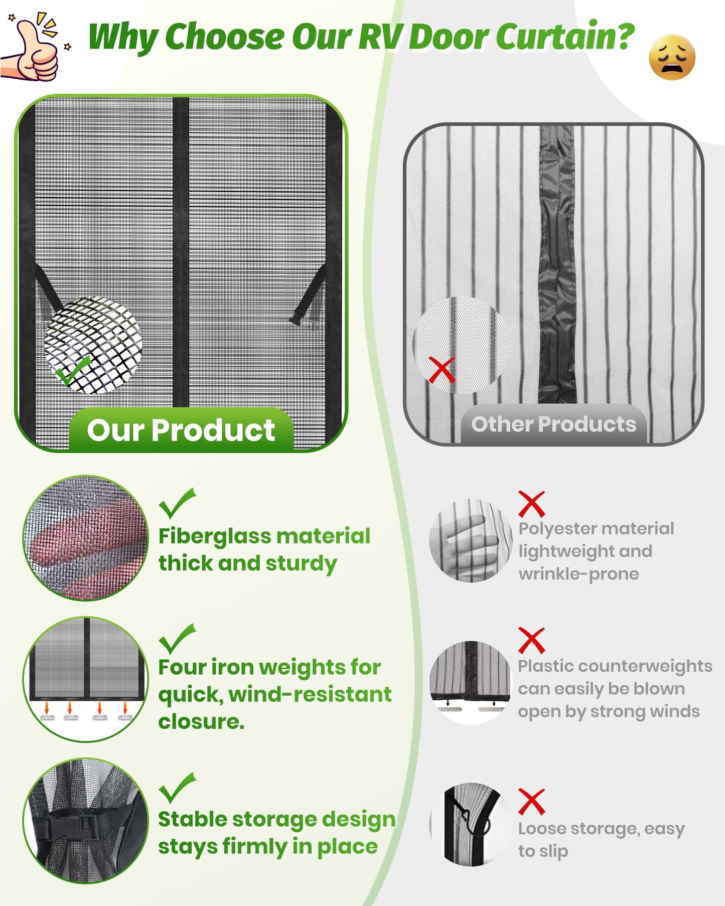 Gociean Magnetic RV Screen Door Curtain for Camper, Curtain Size 33'' x 75'', Travel Trailer, Fifth Wheel and Motorhome, Tear-Resistant Mesh Bug Screen, Self Closing Mosquito Net, Pet Friendly