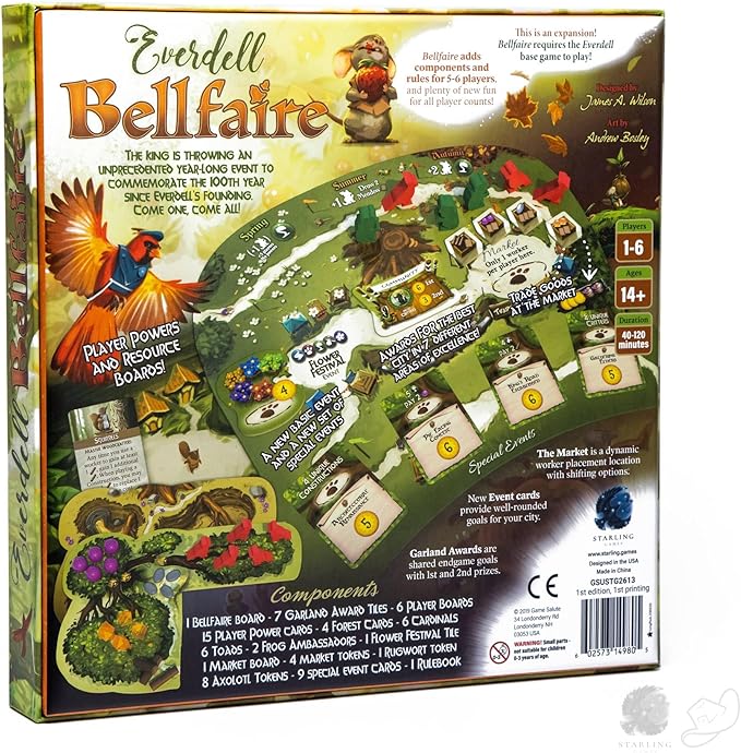 Everdell: Bellfaire Expansion – Board Game Add-On for 5–6 Players with Player Powers New Market Board &amp Special Event Cards – Requires Everdell Base Game