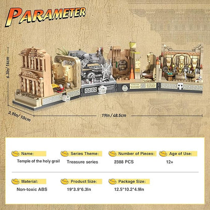 BuicraHub Temple Building Set Ideal for Adult 5-in-1 Construction Toy Includes Gate Three Levels and Holy Grail Scene Building Block Birthday Gift for Kids 8-12 Years Old 2388Pcs