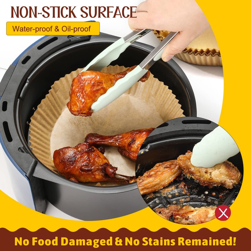 120 Pcs Air Fryer Disposable Paper Liner, 7.9-inch [ Fit 5-8 QT ], Non-stick Parchment Paper for Frying, Baking, Cooking, Roasting and Microwave - Unbleached, Oil-proof