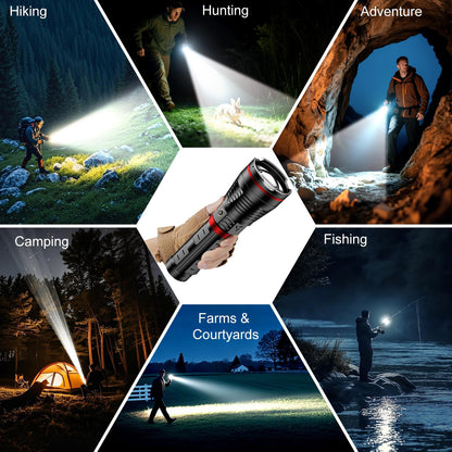 SKYFIRE Brightest Flashlights High Lumens with Ignition Lens,20000mAh Super Bright Rechargeable Flashlight with Shoulder Straps,Waterproof Led Tactical Flash Light for Camping Outdoor Emergency