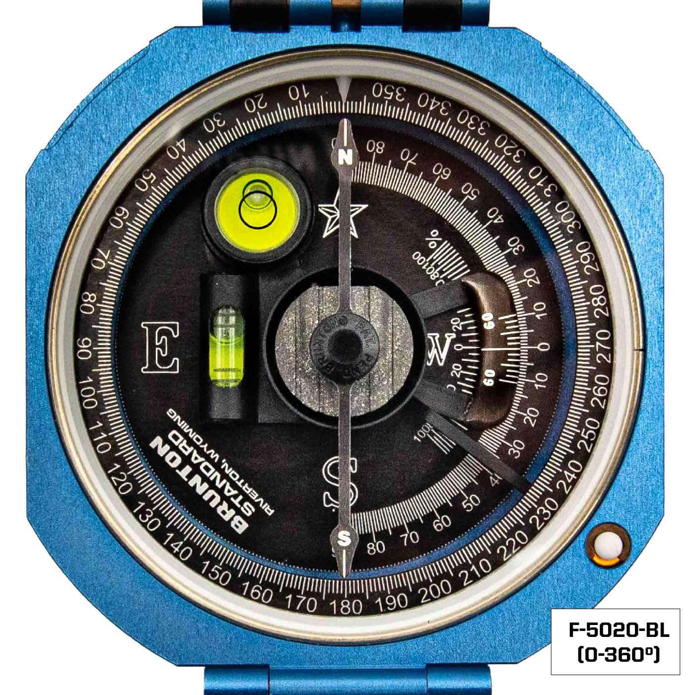 Brunton Standard Transit, Azimuth (0–360°), Blue - Professional Pocket Transit with Clinometer