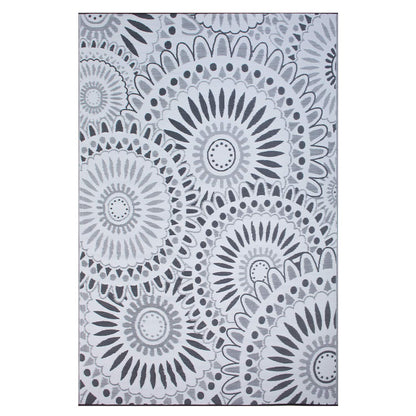 Santex Reversible Outdoor/Indoor Plastic Straw Rugs Waterproof Portable Mat Easy to Clean Outdoor Patio Mat, Perfect for Garden, Patio, Picnic, Decking-（Grey,9x18Ft
