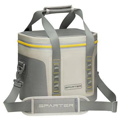 SPARTER Portable Soft Cooler 12 Cans, IP68 Tizip Leak-Proof Zipper for Camping, Fishing, Beach, Outdoors Insulated Ice Chest with Reusable Ice Pack- Grey