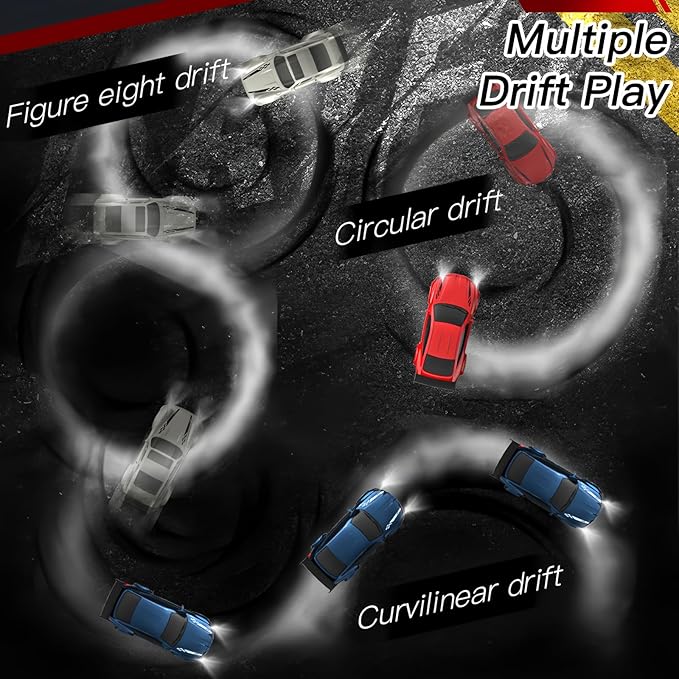 Desktop Mini Size 1:64 Scale 4WD RC Drift Car with Skill-Building Drift Control &amp LED Lights – Learn Drift Techniques Fast Charge Adjustable Throttle 2.4GHz Remote – Red