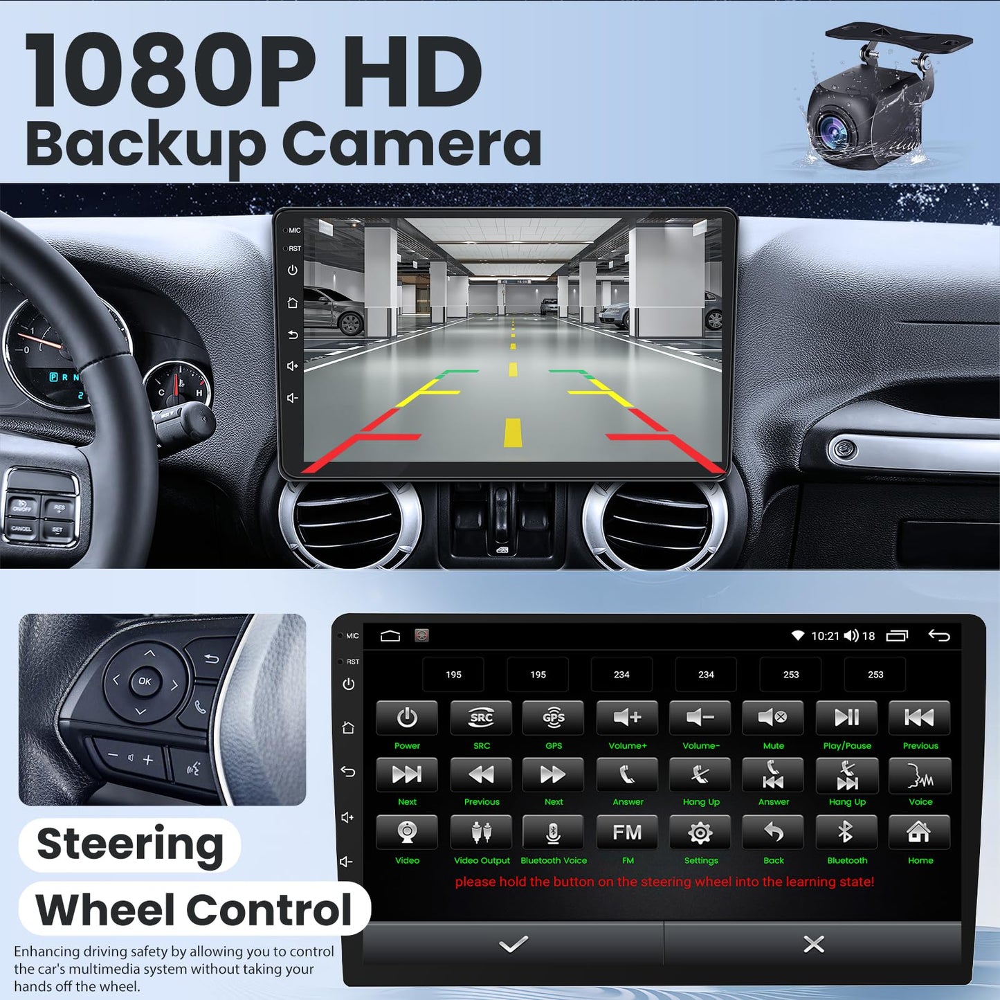 Car Stereo Radio for Jeep Wrangler JK 2007-2017 Grand Cherokee Compass, Android 13 4GB+32GB 10.1 inch Touchscreen with Wireless CarPlay Android Auto, GPS, WiFi, AM/FM, Backup Camera