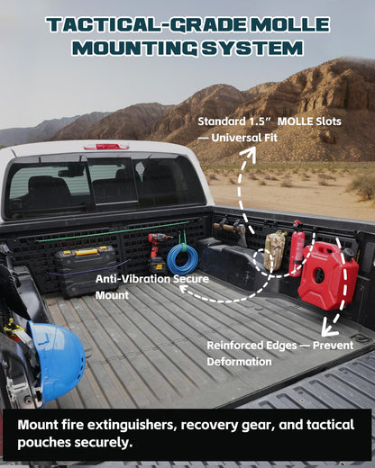 Trumgeta Heavy-Duty Side Bed MOLLE Panel Fit for 2007-2021 Toyota Tundra, Military-Grade Aluminum Truck Bed Storage Panel, 300lbs Load Capacity