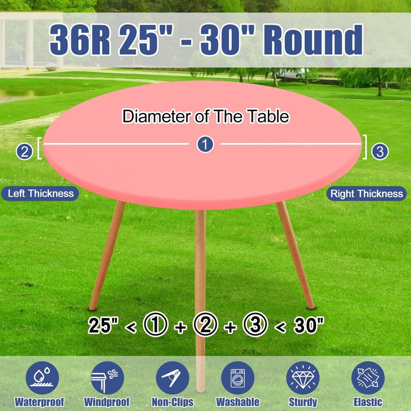 Moosfor Round Spandex Tablecloth, Elastic Fitted Waterproof Tablecloths for 25"-30" Tables, Stretch Washable Picnic Table Cover for Camping, Dining, Indoor and Outdoor,Coral Red