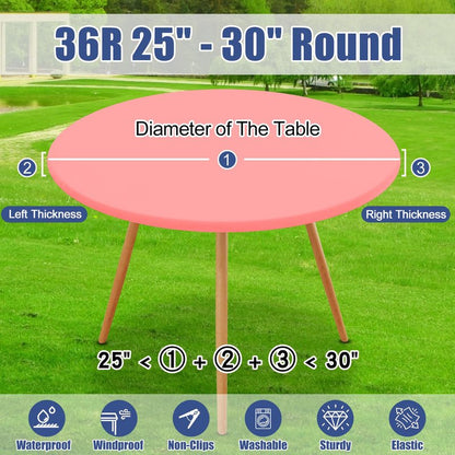Moosfor Round Spandex Tablecloth, Elastic Fitted Waterproof Tablecloths for 25"-30" Tables, Stretch Washable Picnic Table Cover for Camping, Dining, Indoor and Outdoor,Coral Red