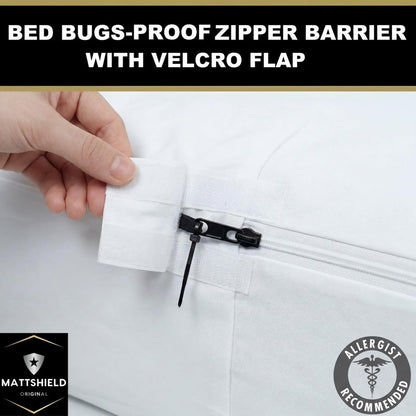 MATTSHIELD Ultimate Sensitive Skin 3-Piece Kit – Queen Size Bed Bug Mattress Protector + 2 Zippered Pillow Covers – Organic Cotton Terry Top – Waterproof 6-Sided Encasement, Soft & Breathable
