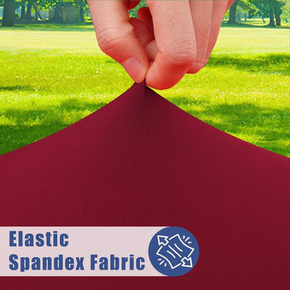 Moosfor Round Spandex Tablecloth, Elastic Fitted Waterproof Tablecloths for 36"-44" Tables, Stretch Washable Picnic Table Cover for Camping, Dining, Indoor and Outdoor, Wine Red