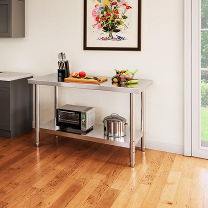YITAHOME NSF Stainless Steel Table, 48" X 24" Work Table w/Undershelf, Heavy Duty Prep Table for Home Kitchen Commercial Restaurant Garage Warehouse Outdoor