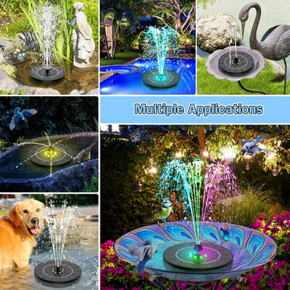 SZMP Solar Water Fountain - 2026 Upgrade 3.5W Bird Bath Pump with Color LED Lights & 7 Nozzles | Perfect for Garden, Patio, Pond, Pool